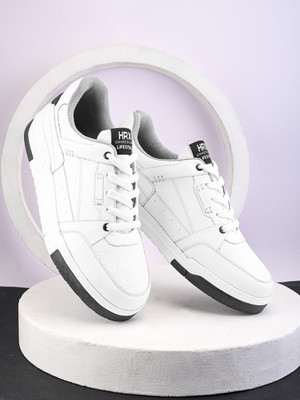 HRX by Hrithik Roshan Trendy Laceups Sneakers| Lightweight| Comfort|Rounded Toe design|Low Top casual For Men(White , 7)