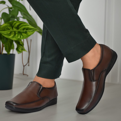 VIPSJAZZY Formal Office Daily use Decent Slip On Shoe Slip On For Men(Brown , 11)