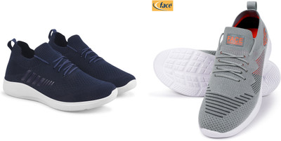 Face Stylish Sports Shoes for Men – Ideal for Running, Gym & Training Sneakers For Men(Blue, Grey , 6)