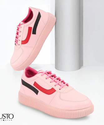 FAUSTO Modern Classic Trending Daily Outdoor Casual Fashion Outfit Shoes Sneakers For Women(Pink , 6)