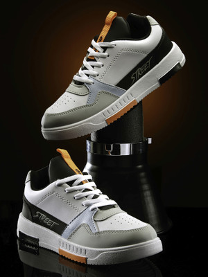 asian Tarzan-05 White Sneakers,Casuals,Loafers,Stylish With Extra Comfort Sneakers For Men(White, Grey , 8)