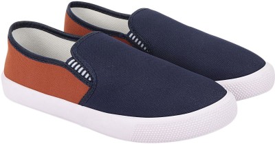 BIRDE Slip On Sneakers For Men(Navy, Tan , 6)