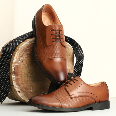 house of common Rich Quality Comfortable with Premium Leather Formal Derby For Men(Tan , 6)