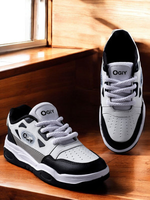 Free Kicks FK-- OGIY White Lightweight Corporate Casuals For Men(White, Black, Grey , 6)