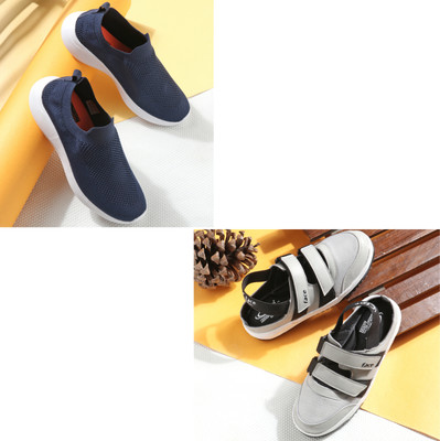 Face Stylish Sports Shoes for Men – Ideal for Running, Gym & Training Sneakers For Men(Navy, Grey , 9)