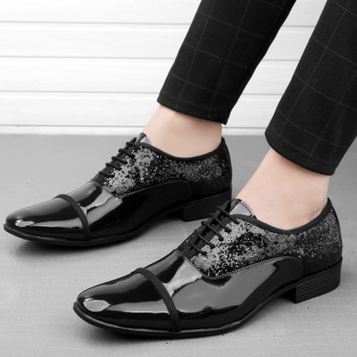 BXXY Men's Black Formal And Casual Lace-Up shoes Party Wear For Men(Black , 8)