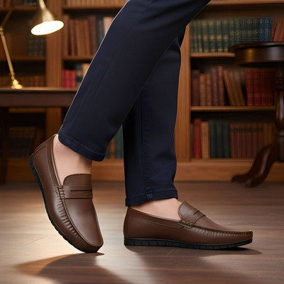 Blue Horse Lightweight Comfort Soft Summer Trendy Premium Stylish Party wear Loafers For Men(Brown , 10)