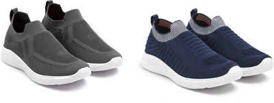 Face Stylish Sports Shoes for Men – Ideal for Running, Gym & Training Sneakers For Men(Navy, Grey , 10)