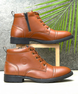 Field Care Mid-top Comfort Uniform Casual Padded Cushioned Army Uniform Style Shoes Boots For Men(Tan , 8)