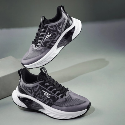 RED CHIEF QuickPace Lace-Up Running Shoes Running Shoes For Men(Black, Grey , 10)