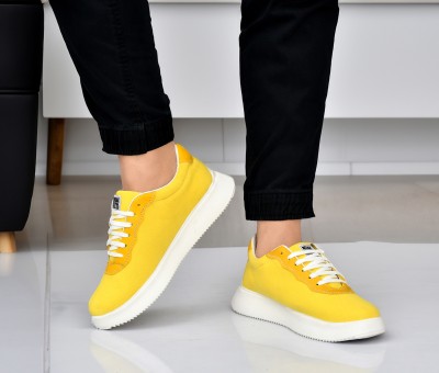 Noak Noak Yellow Extra Light Weight Lace-Up Casual Shoes Sneakers For Men(Yellow , 8)