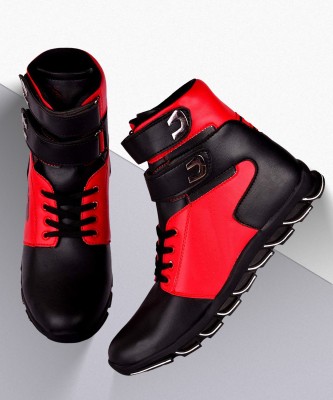 Zixer Poma Dancing Boots Sneakers High Tops For Men High Tops For Men(Black, Red)