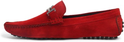 LOUIS STITCH Mens Red Stylish Suede Leather Casual Loafers (ITSUDFR) UK 10 Loafers For Men(Red)