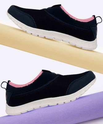 asian sports shoes for women without laces | Running shoes for girls stylish Running Shoes For Women(Navy, Pink , 5)