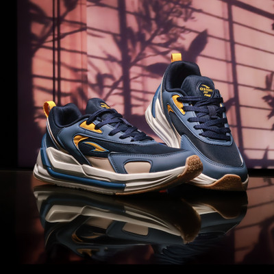 asian Running Shoes For Men(Navy, Yellow , 7)