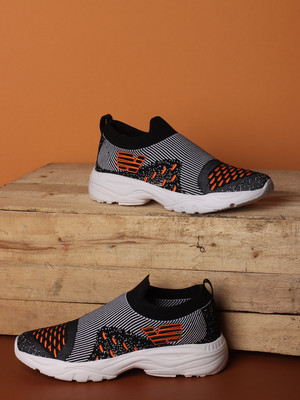SPRENGE Walking Shoes For Men(Black, Orange , 10)