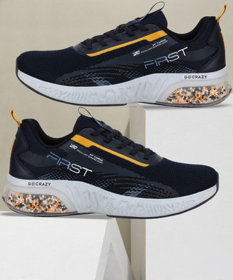 CAMPUS FIRST Men's Sports Shoes | PU Foam Comfort & Ball-Tech Support | Lace-Up Running Shoes For Men(Navy , 8)