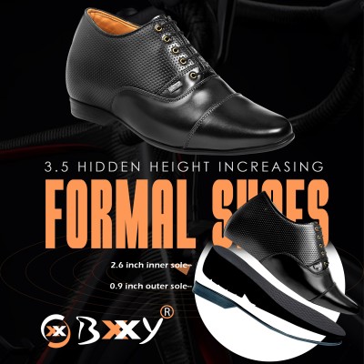 BXXY Men 3 Inch Hidden Height Increasing Black Formal Lace-Up,Office Wear Shoes. Lace Up For Men(Black , 9)