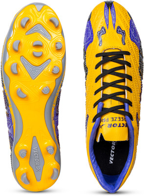 VECTOR X Breeze Pro Soccer Studs Fully Embossed Synthetic Upper|Double Colour TPU sole Football Shoes For Men(Yellow , 6)