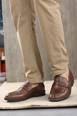 CARLO ROMANO Mocassin Casual Shoes | Brown Loafers For Men | Slip on casual shoe for men Loafers For Men(Brown)