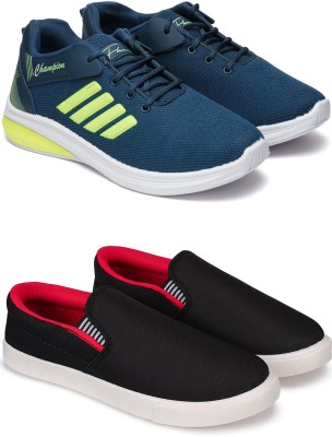 Free Kicks Combo Of 2 Shoes FK-576 & FK-Fitman Sneakers For Men(Blue, Black)