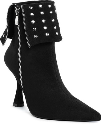 London Rag Stud Embellished Foldover Boots Boots For Women(Black , 3)