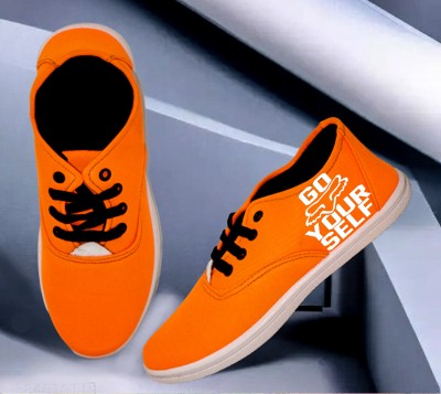 KANEGGYE Canvas Shoes For Men(Orange , 10)