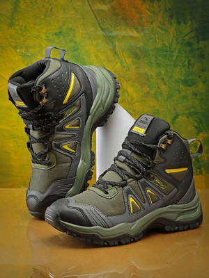 asian EVEREST-24 Hiking boots outdoor Trekking - Water Resistant Boots Sneakers For Men(Olive, Black , 6)