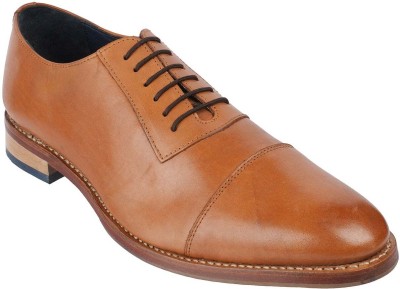 Genr Big Size Regular Width Genuine Leather Tan Formal Lace-Up Shoes (UK12/US13) Corporate Casuals For Men(Tan)