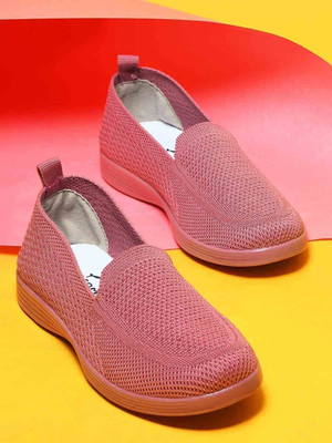 WELCOME Stylish & Comfortable Breathable Walking Casual Perfect for Outdoor Wear Slip On Sneakers For Women(Pink , 6)