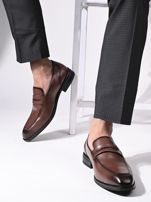 LOUIS STITCH Tan Formal Slipon Mocassin Shoes for Men (SXMC) - UK 9 Mocassin For Men(Tan , 9)