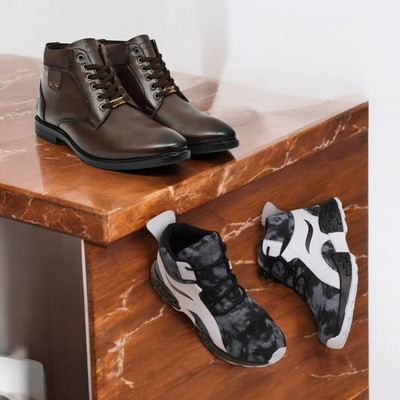 KRITON Trendy & Durable Men’s Boots – Perfect for Everyday Wear Boots For Men(Brown, Multicolor , 9)