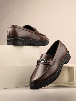 KASTAVA Lightweight Synthetic Formal Shoes for Men Loafers For Men(Brown , 11)