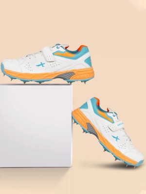 VECTOR X CKT-200 Spikes Cricket Shoes For Men(White, Orange)