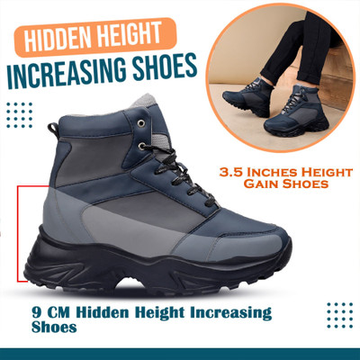 BXXY Men's 9 Cm Hidden Height Increasing Black Casual Sneaker Laceup Outdoor Shoes Walking Shoes For Men(Black , 6)