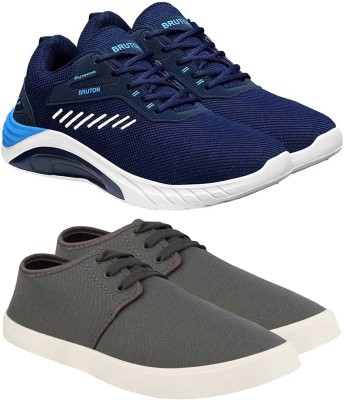 BRUTON Combo Pack of 2 Sports Shoes Running Shoes For Men Running Shoes For Men(Blue, Grey , 10)