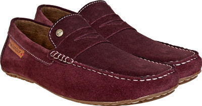 HX London moccasins casuals Driving Shoes For Men(Burgundy , 8)