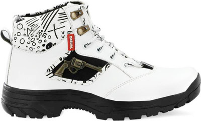 lejano High Tops For Men(White, Black , 8)