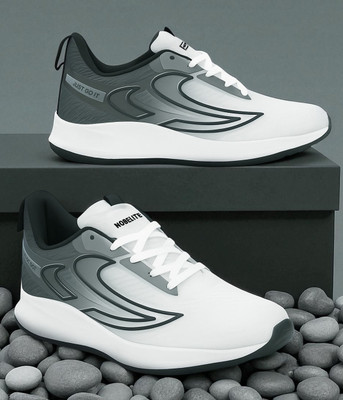 NOBELITE Premium Sports ,Gym, Trending, Stylish Running Shoes For Men(White, Black , 8)
