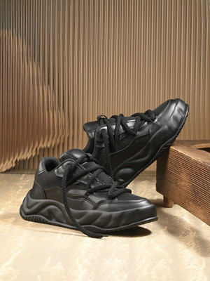 Kook N Keech Men's Comfortable Lightweight Outdoor Lace Up Classy Walking & Gym Casual Sport Running Shoes For Men(Black , 6)