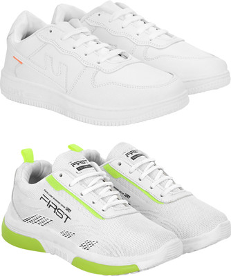 BIRDE Pack Of 2 Combo Comfortable Lightweight Regular Wear Casual Shoes Running Shoes For Men(White, White , 10)