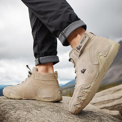 Zixer Premium Italian Heritage Suede Velcro Leather Casual Sneakers for Men's Boys Outdoors For Men(Beige , 10)