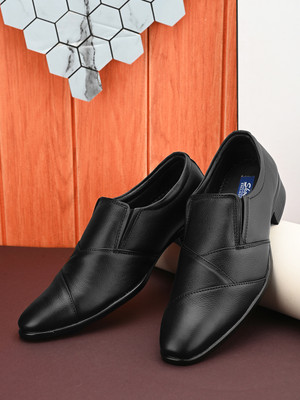 SHOE BLATE Formal Loafers for Men | Real Leather Shoes With Low-cut Pattern Slip On For Men Party Wear For Men(Black , 10)