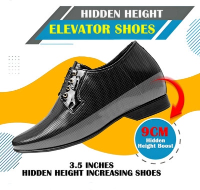 YUVRATO BAXI Black Casual Formal Derby Party Wear Shoe For Men With 9CM HiddenHeight Increase Outdoors For Men(Black , 6)