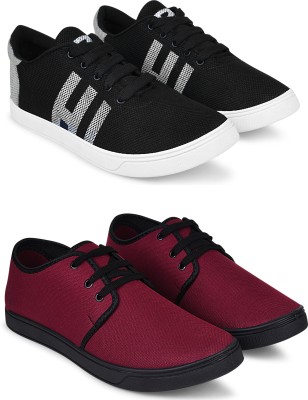 Free Kicks Combo Of 2 Shoes FK-MCW-145 & FK-205 Sneakers For Men(Maroon , 8)