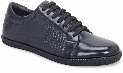 MATR LIFESTYLE MATR Luxe Men's Navy Textured Leather Sneakers Sneakers For Men(Blue , 7)