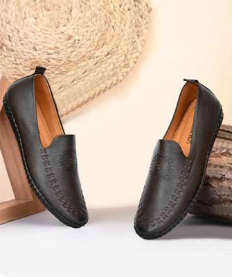 Klusener Synthetic Lazer Cuts Mojari For Men(Brown , 6)