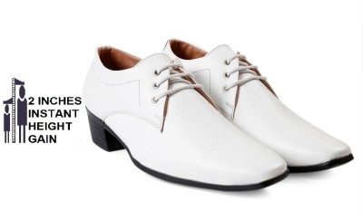 BXXY Men's White Height increasing FormaOffice wear Derby Lace up Dress Shoes Derby For Men(White)