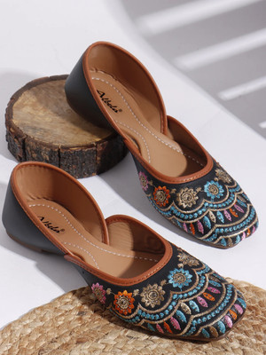 albela Stylish Casual Ethnic Juttis for Women Slip On For Women(Black , 9)