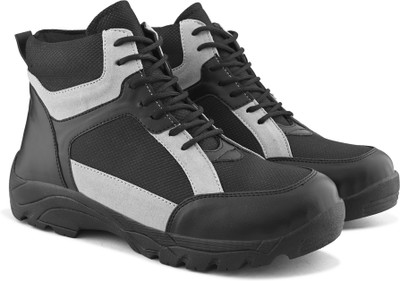 Roadster Men solid mesh high top regular chukka trekking hiking casual outdoor boots Boots For Men(Black , 9)